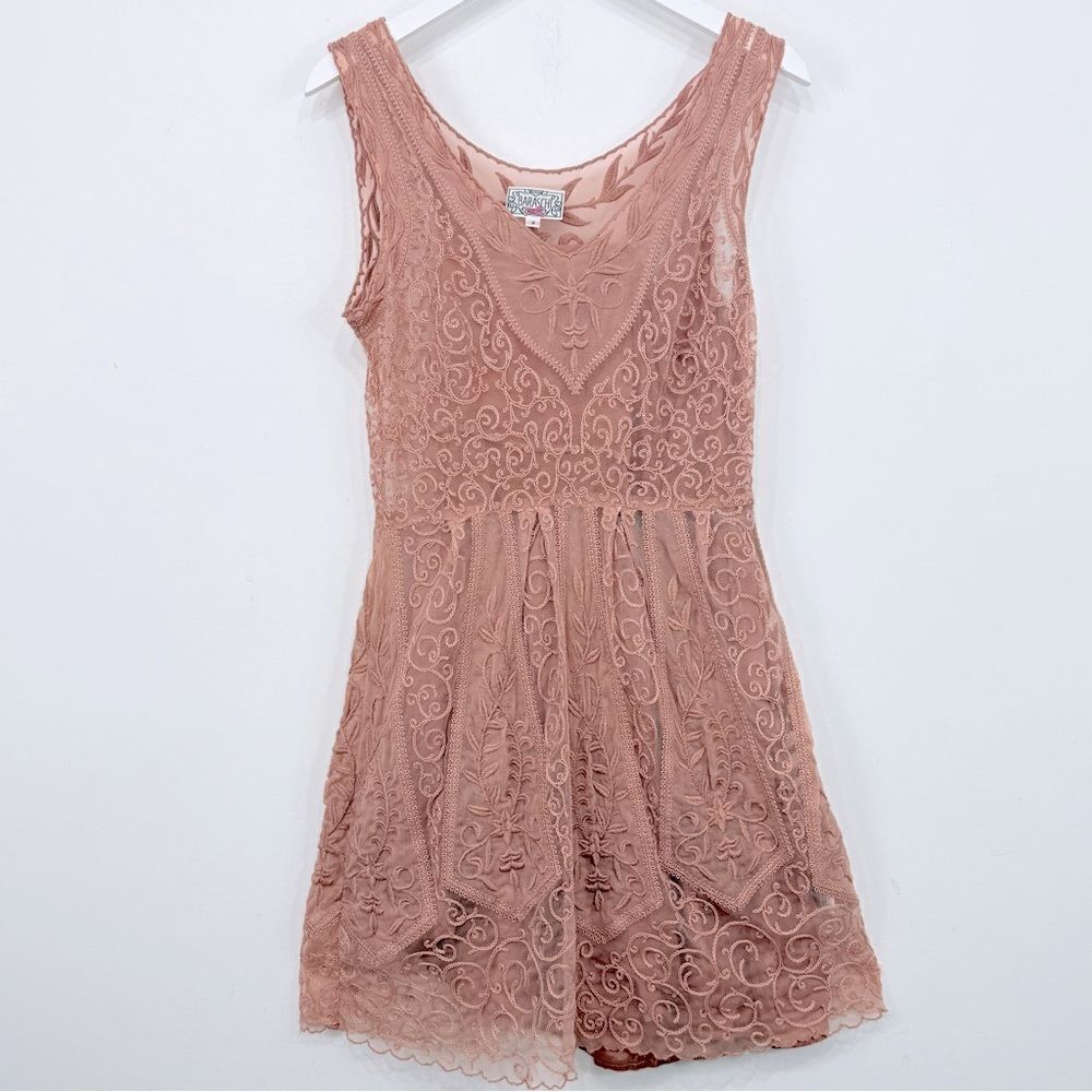 Yoana Baraschi Dusty Pink Lace Overlay Vintage Vibes Whimsical Tank Fairy Dress